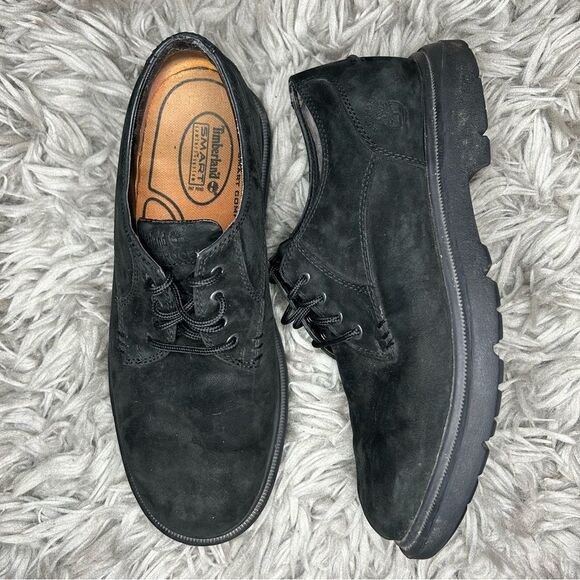 Timberland black suede lace up waterproof oxfords men’s shoe size 7.5 - Picture 1 of 7